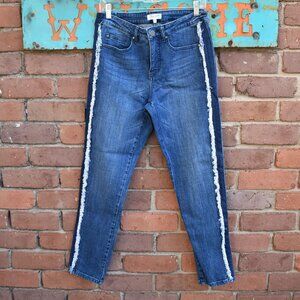 Tru Luxe Ankle Jeans with Side Seam Fringe Size 8